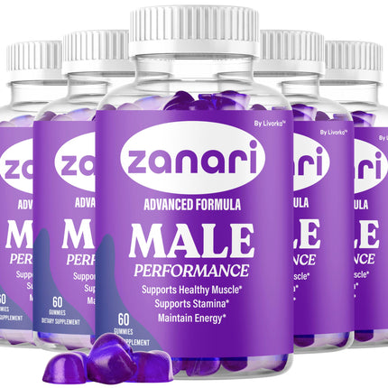 (5 Pack) Zanari - Official Zanari Gummies for Men Advanced Formula All Natural Ingredients Support Gummys - Maximum Strength, Premium Vitamins for Overall Health & Wellness, 300 Gummies for 5 Months
