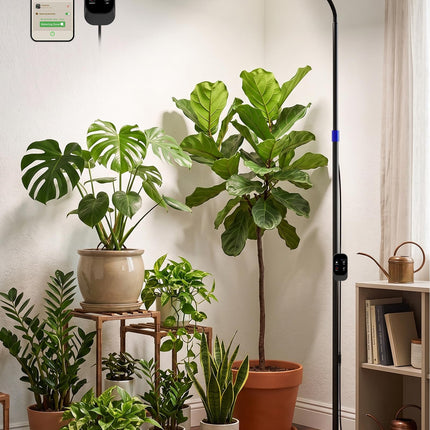 Smart Grow Light for Indoor Plants, 53.9"-67.5" Adjustable Height Full Spectrum LED Plant Light, APP Control with Auto Timer, Plant Assistant,Stepless Dimming, Ideal for Large Tall Plants