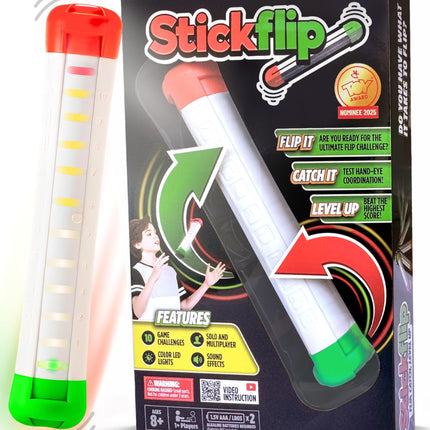 Stickflip How Many Flips can You Throw? | Electronic Flip Challenge Game | Auto-Counting Skill Toy for Kids, Teens & Adults | 10 Games Each with a High Score to Beat | Fun Gift & Party Game Ages 8+