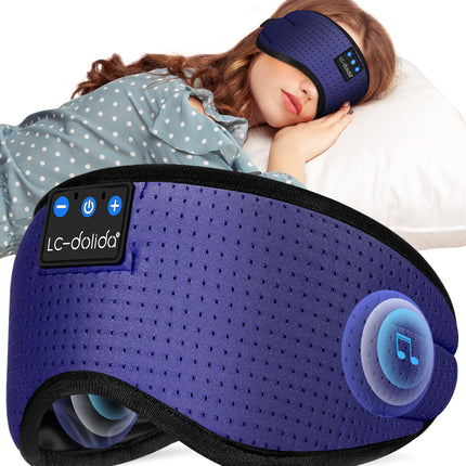 LC-dolida Sleep Headphones, Sleep Mask Bluetooth Wireless Music Eye Mask, Sleeping Headphones for Side Sleepers Sleep Mask with Bluetooth Headphones Ultra-Thin Stereo Speakers Perfect for Sleeping
