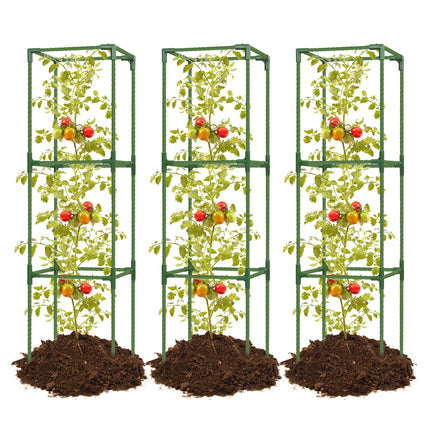 3 Pack 47 Inch Heavy Duty Height Adjustable Square Tomato Cage