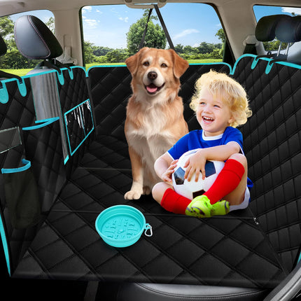 ComiMag Dog Car Seat Cover for Back Seat, Car Seat Protector for Dogs, Hard Bottom Supports 450 lbs, Triple Waterproof, Non-Slip, Exclusive Zipper Design for Child Seat & Dog Seat Belt