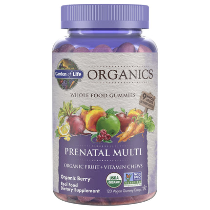 Garden of Life Organics Prenatal Gummies – Prenatal Vitamins for Women with Energy Metabolism Support & Healthy Fetal Development Support, Berry Flavor, USDA Organic, Vegan, 30 Day Supply