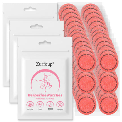 Zurfoup Berberine Patches with L Glutamine, Chromium, Pomegranate and Cinnamon,8-Hour Long-Lasting Formula Support,Suitable for Men and Women's (90PCS)