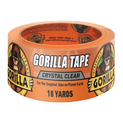 Gorilla Crystal Clear Tape, 1.88" x 18 yd, 1-Pack, Weather Resistant