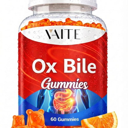 VAITE Ox Bile Gummies – 500mg Digestive Support for Gallbladder & Gut Health – Non-GMO, Sugar-Free Supplement – Helps Nutrient Absorption & Bile Flow – 60 Easy-to-Chew Bile Acid Chewables