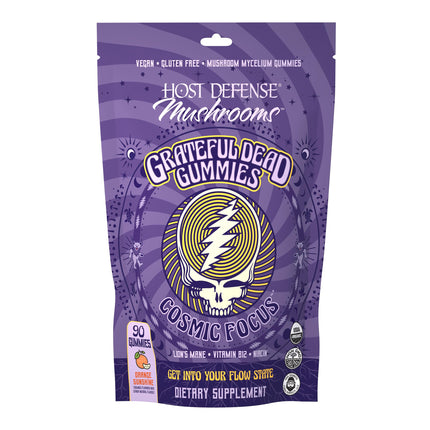 Host Defense Cosmic Focus Grateful Dead Gummies - Mushroom Gummies with Lion’s Mane, B12 & Niacin - Supports Focus, Memory, Brain Function & Mental Energy (30 Servings)