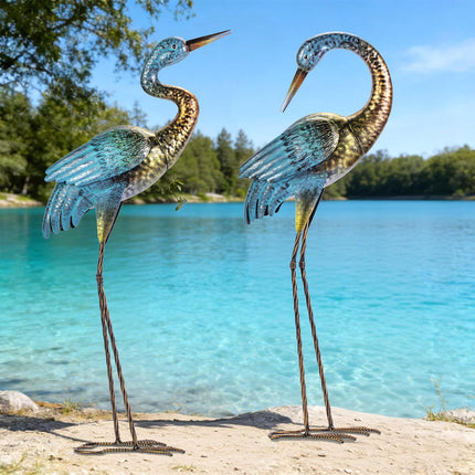 Natelf Outdoor Garden Crane Statues Blue Heron for Lawn Yard Decor