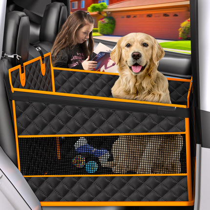 EPN Dog Car Seat for Large Medium Dogs, Back Seat Extender with Waterproof Oxford Fabric, Non-Slip Bottom, Reinforced Support & Storage Pockets, Pet Seat Cover for Cars, Trucks and SUVs (Black)