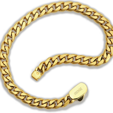 RIDGE 6mm 18K Gold Curb Bracelet for Men, Rugged and Durable Men’s Bracelet with Secure Clasp – Size M (18K Gold)