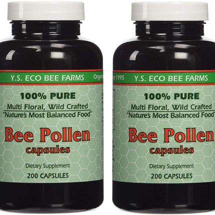 YS Organics Bee Pollen - 200 Capsules - Pack of 2