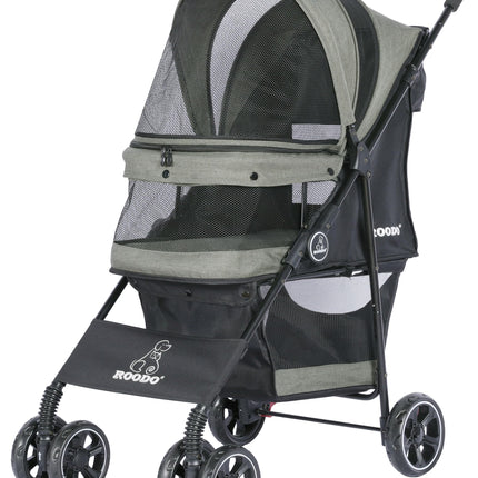 ROODO 4 Wheel Dog Cat Pet Stroller Best Lightweight Foldable Compact Portable Jogger All Terrain Travel Pet Gear Puppy Doggie Bunny Kitty Stroller for up to 30lbs Medium Small Dogs Cats(sage Green)