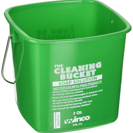 Winco 3 qt Green Plastic Cleaning Bucket