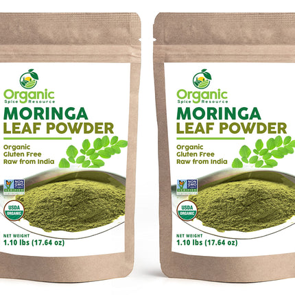 Organic Moringa Powder - 35.28 oz | Pack of 2 | USDA Organics, Non-GMO, Kosher, Halal, Moringa Olifera Powder - 100% Raw and Natural, by OSR