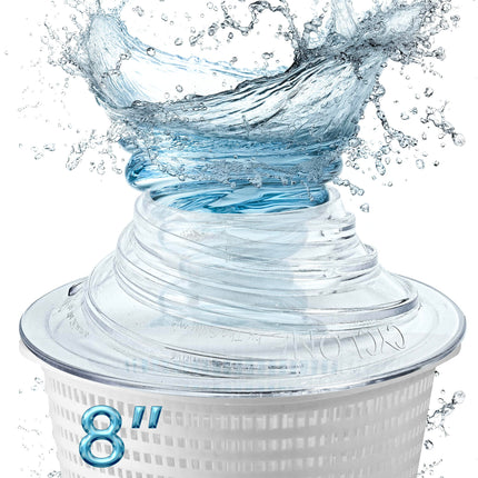 The Skimmie Cyclone (Skimmer Basket NOT Included) - Turbocharges Pool Skimmer Water Flow - Improves Pool Surface Cleaning & Debris Removal - 8" Funnel Design Works with Any Pool Water Level