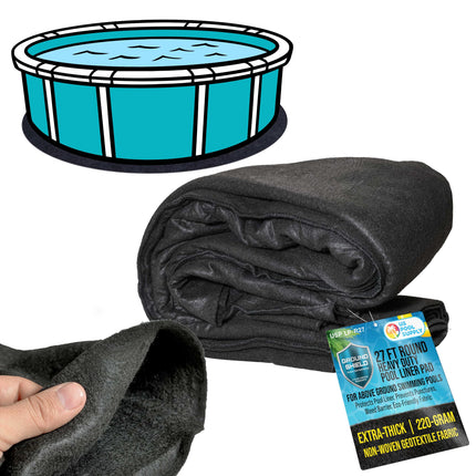 U.S. Pool Supply Ground Shield 27-Foot Round Heavy Duty Pool Liner Pad for Above Ground Swimming Pools - Protects Pool Liner, Prevents Punctures, Weed Barrier, Eco-Friendly Fabric - Extends Liner Life