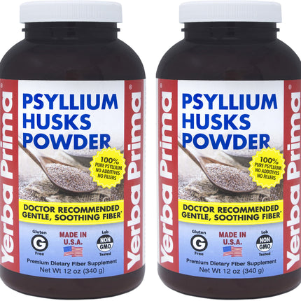 Yerba Prima Psyllium Husk Powder 12 oz (Pack of 2) - Natural Fiber Supplement