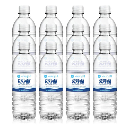 Snugell Bottled Distilled Water for Everyday Use (12-Pack, 16.9 oz Each) – Ultra-Filtered, Pure, and Safe – BPA-Free – Everyday Use – Made in USA