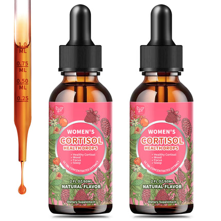 Hudetex Cortisol Supplements for Women Liquid Drops,Cortisol Manager with Ashwagandha,L-theanine,Phosphatidylserine,Rhodiola Rosea for Mood Support,Adrenal Balance,Sleep,Vegan,Natural Flavor,4 Fl Oz
