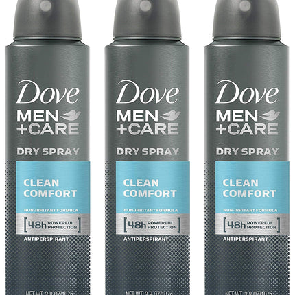 Dove Men + Care Dry Spray Antiperspirant, Clean Comfort 3.8 oz (Pack of 3)