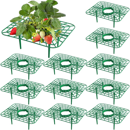 Iceyyyy 12 Packs Square Strawberry Supports-Strawberry Growing Racks- Plant Support Strawberry Stand Holder Growing Frame Keep Berries Clean