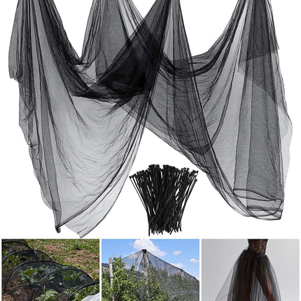 Zonon 10 x 33ft Mosquito Netting Garden Insect Bug Mesh Netting Garden Patio Mesh Screen Net Fly Insect Bug Bird Net Barrier for Patio Balcony Porch Gazebo Vegetables Fruits Plant Protection(Black)