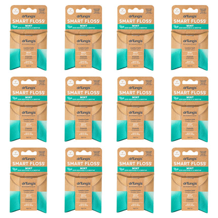 drTung's Smart Floss Mint for Teeth - Natural Expanding Dental Floss, Gentle on Tooth & Gums, Expands & Glides, PTFE & PFAS Free, Certified Organic Mint Essential Oils - Pack of 12