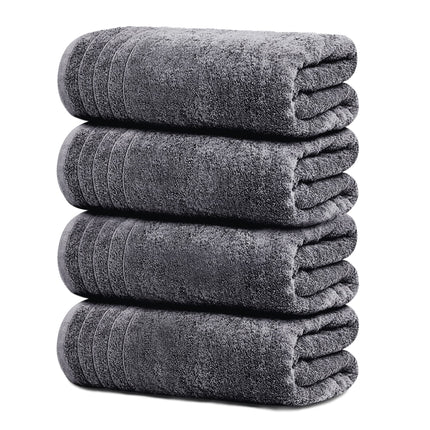 Tens Towels 4 Piece Extra Large Bath Towels 30 x 60 Inches, Dark Grey