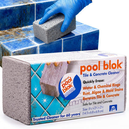 Pumie 1-Pack Pumice Stone for Pool Tile Cleaning - Calcium Remover for Tile & Plaster Stain - Cleaner for Calcium Build Up - Grout & Concrete Scouring - Pool Blok PB-12-5.75x2.87x2.87