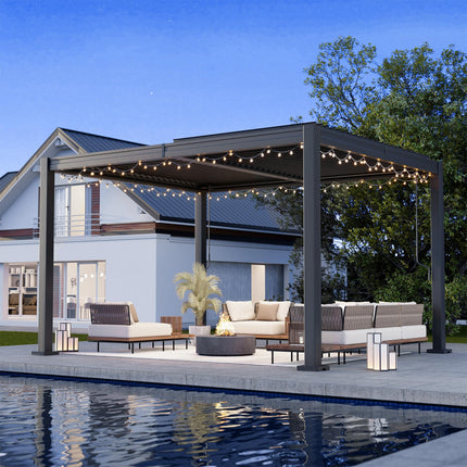 AirWire 10x12 FT Louvered Pergola Dark Gray