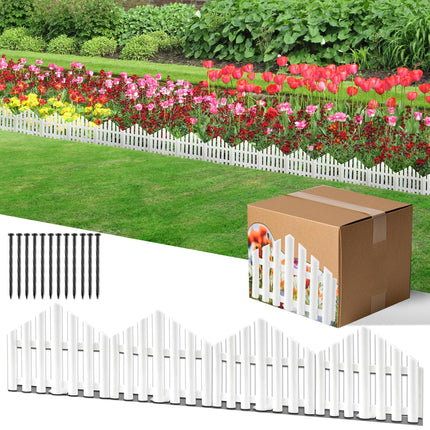 CooTentler Garden Edging Border No-Dig 13FT White 9.3 Inch Tall Landscape Edging with 14pcs Stakes for Decorate the Garden