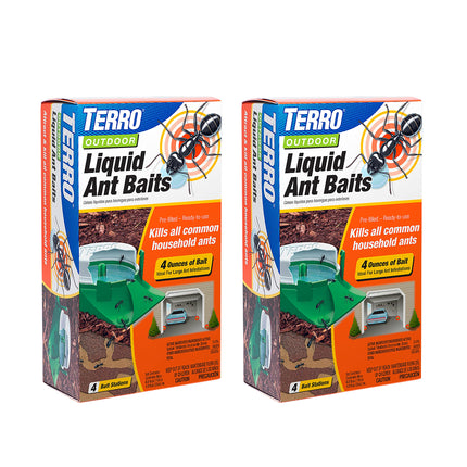 TERRO T1804SR Outdoor Ready-to-Use Liquid Ant Bait Killer and Trap - Kills Common Household Ants - 8 Bait Stations