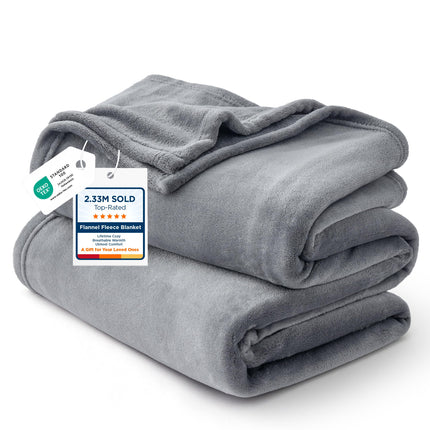 Bedsure Fleece Bed Blankets Queen Size Grey - Soft Cozy Warm Halloween Fall Throw Blanket Lightweight Room Home Decor, Christmas Decorations Gifts for Women and Men, 90x90 inches