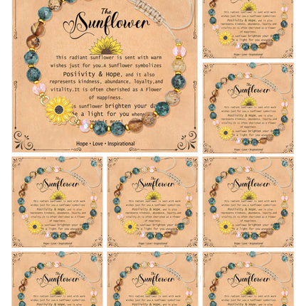 COLOYAN 9PCS Sunflower Gifts Inspirational Bracelets for Women