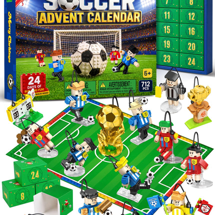 Soccer Advent Calendar 2026 for Kids Boys, 24-Day Building Countdown Gifts