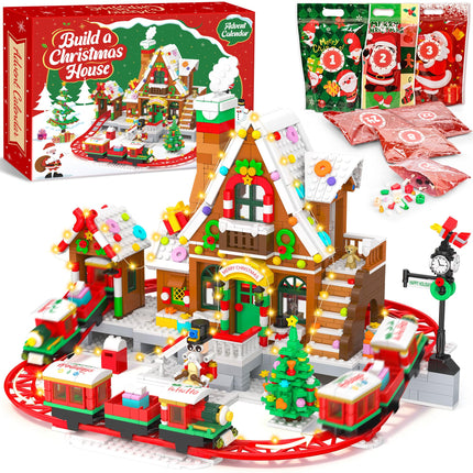 Advent Calendar 2026 Christmas Train House Building Blocks for Kids Adults