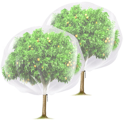 2 Pcs Fruit Tree Netting, 7 x 8 Ft Large Insect Bird Barrier Tree Net with Drawstring, Garden Bird Netting Plant Cover for Protect Plant Fruit Flower from Insect Bird