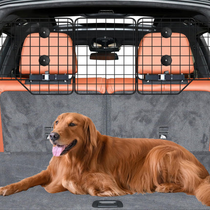 CASIMR Dog Car Barrier for SUVs, Vehicles, Trucks, Cars, Adjustable Pet Divider Cargo Area Universal-Fit, Folding Design for Easy Storage, Heavy-Duty Wire Mesh Barriers Safety Travel Accessories