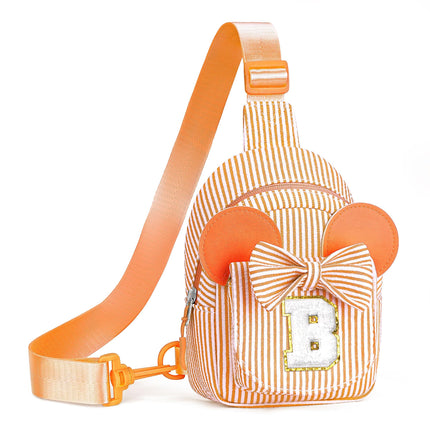 QLOVEA Birthday Gifts for Kids, Small Sling Bag, Birthday Gifts for 2 3 4 5 6 Year Old Girl Kids Orange Initial Sling Bag Personalized Purses for Girls Sister Daughter Gift (Orange B)