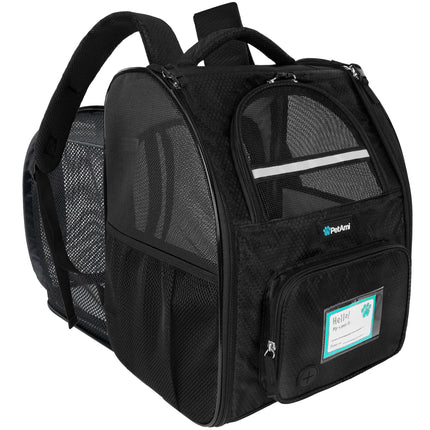 PetAmi Dog Cat Backpack Carrier, Expandable Pet Carrier Backpack for Travel Hiking, Small Medium Dog Puppy Large Cat Carrying Backpack, Airline Approved Ventilated Soft Back Support, 18 lbs, Black