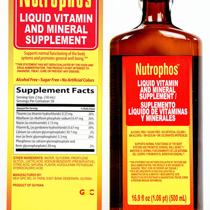 Nutrophos Liquid Dietary Supplement with B vitamins and minerals 500ml