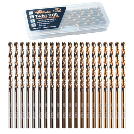 RCINDUS (20PCS) 1/8" Cobalt Drill Bit, HSS M35 Metal Drill Bits for Steel, Stainless Steel, Cast Iron, Hard Plastic and Wood