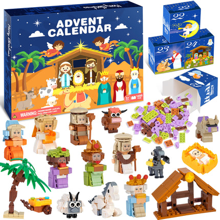 Nativity Advent Calendar 2026 Kids – 24 Days Building Blocks Kits Countdown Gifts, Christmas Stocking Stuffer Building Toys for Boys, Girls, Teens & Adults Ages 6+