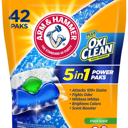 Arm & Hammer Plus Oxi Clean Laundry Detergent, Fresh Scent, 42 Little Power Paks, Count 2