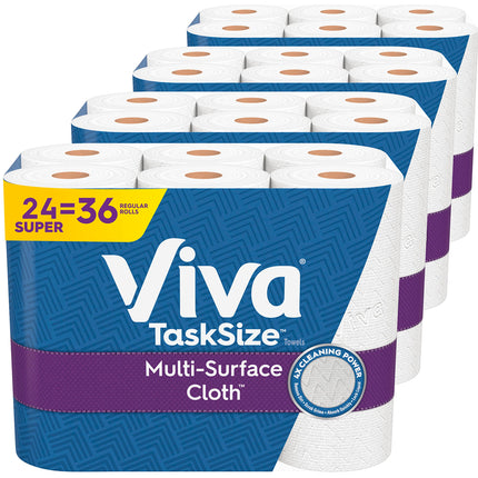 Viva Multi-Surface Cloth Paper Towels, Task Size - 24 Super Rolls (4 Packs of 6) - 81 Sheets Per Roll
