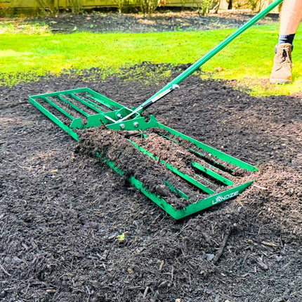 Landzie AeroLeveler - The Lawn Leveling Rake that Never Flips - Patented 48" inch Wide Pneumatic Lawn Level for Yard, Dirt, Soil, Sand, Provides Stability and Control (Pneumatic 48" Leveling rake)