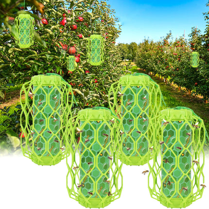 4 Pack Wasp Trap Outdoor Hanging, Carpenter Bee Catchers for Outside(Green)