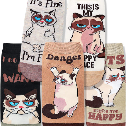 Funny Cat Ankle Socks for Women - Cute Cat Lover Stocking Stuffer Gifts