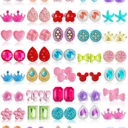 Kids Clip On Earrings for Girls 20/30 Pairs Hypoallergenic Clip on Earrings for Kids Cute Animal Earrings for Little Girls Toddlers Jewelry Set Party Favor Gift (40 Pairs)