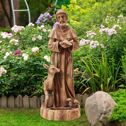 DSNAPE St Francis Garden Statue Outdoor All-Weather, 25" H Religious Saint Francis of Assisi Catholic Statue with Bird Feeder for Patio Yard Home Decor